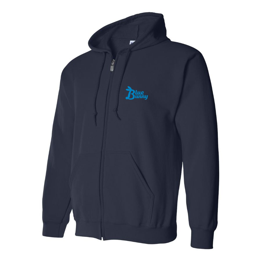 Men's Blue Bunny Logo Zipper Hoodie