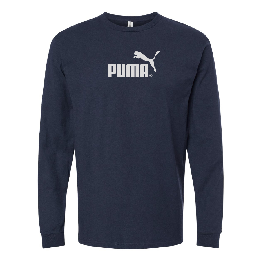 Men's Puma Logo Cotton Long Sleeve T-Shirt