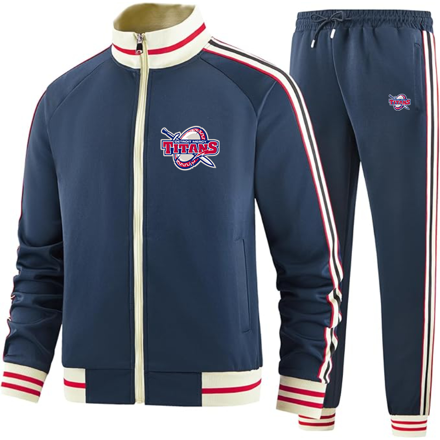 Men's Detroit Titans Two Piece Designer Tracksuit with Bold Striped Accents and Zippered Front Elevated Athletic