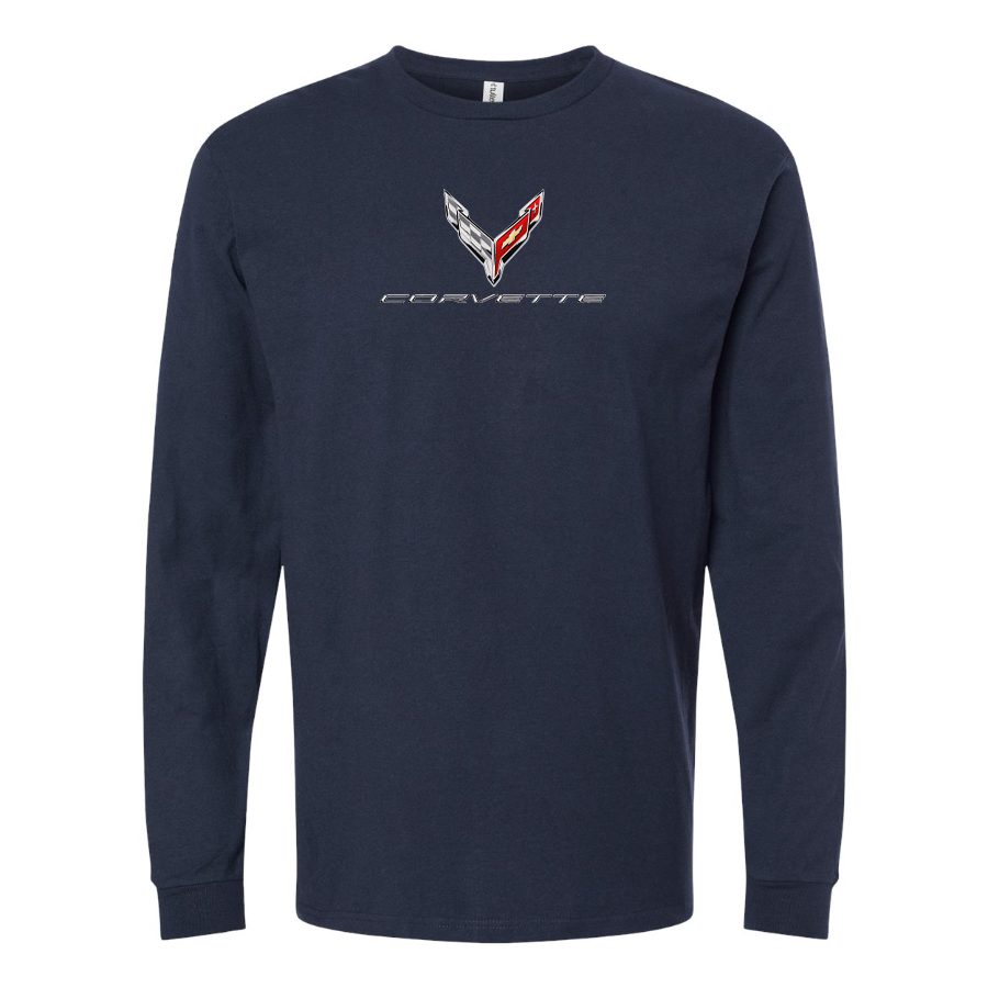 Men's Corvette Logo Cotton Long Sleeve T-Shirt