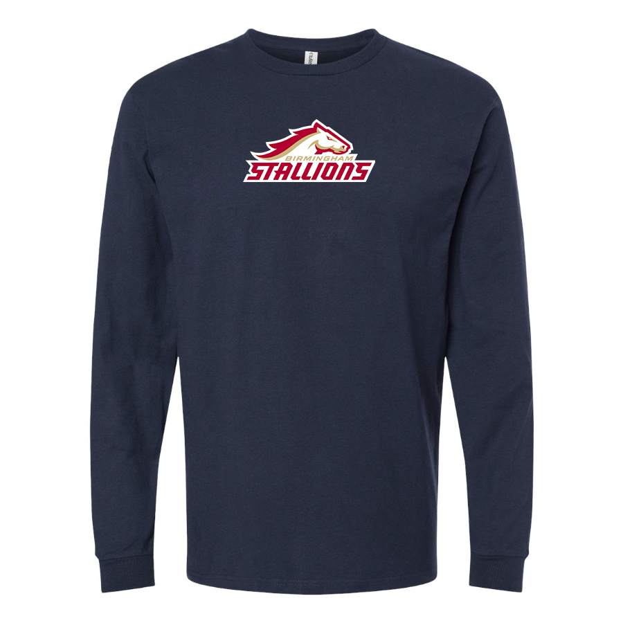 Men's Birmingham Stallions Logo Cotton Long Sleeve T-Shirt