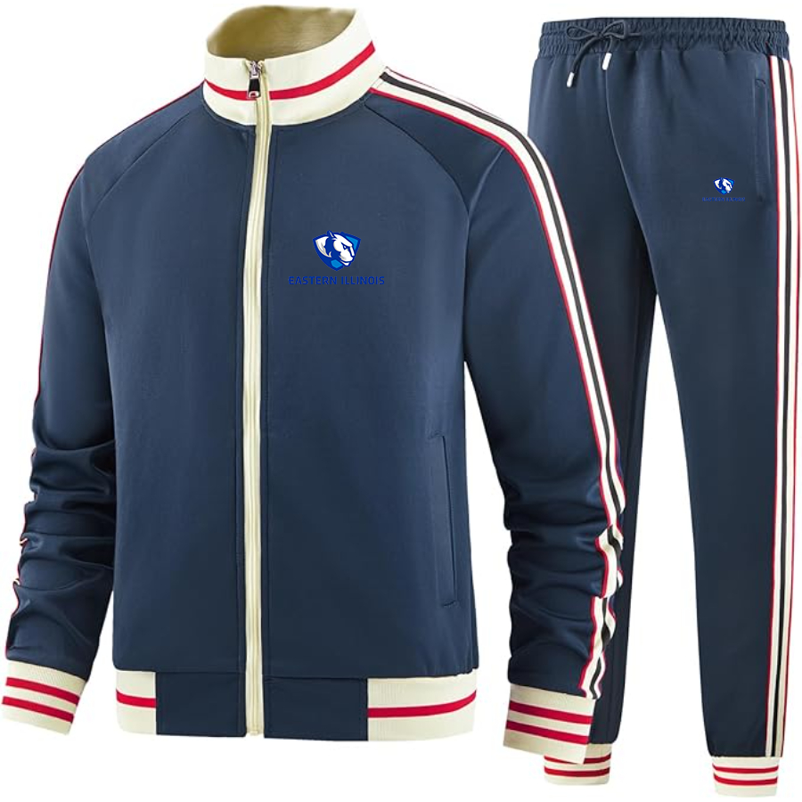 Men's Eastern Illinois Panthers Two Piece Designer Tracksuit with Bold Striped Accents and Zippered Front Elevated Athletic