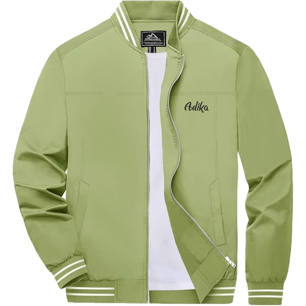 Men's Adika Lightweight Zip-Up Bomber Jacket with Ribbed Collar and Cuffs Versatile Casual Outerwear