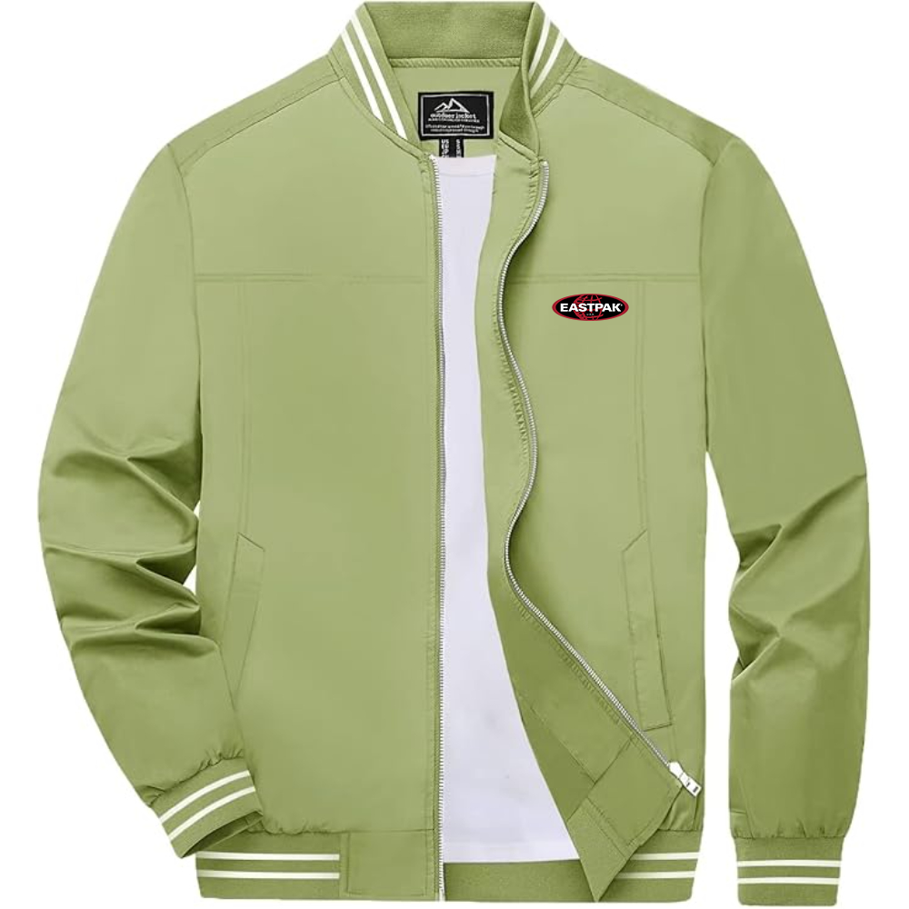 Men's Eastpak Lightweight Zip-Up Bomber Jacket with Ribbed Collar and Cuffs Versatile Casual Outerwear