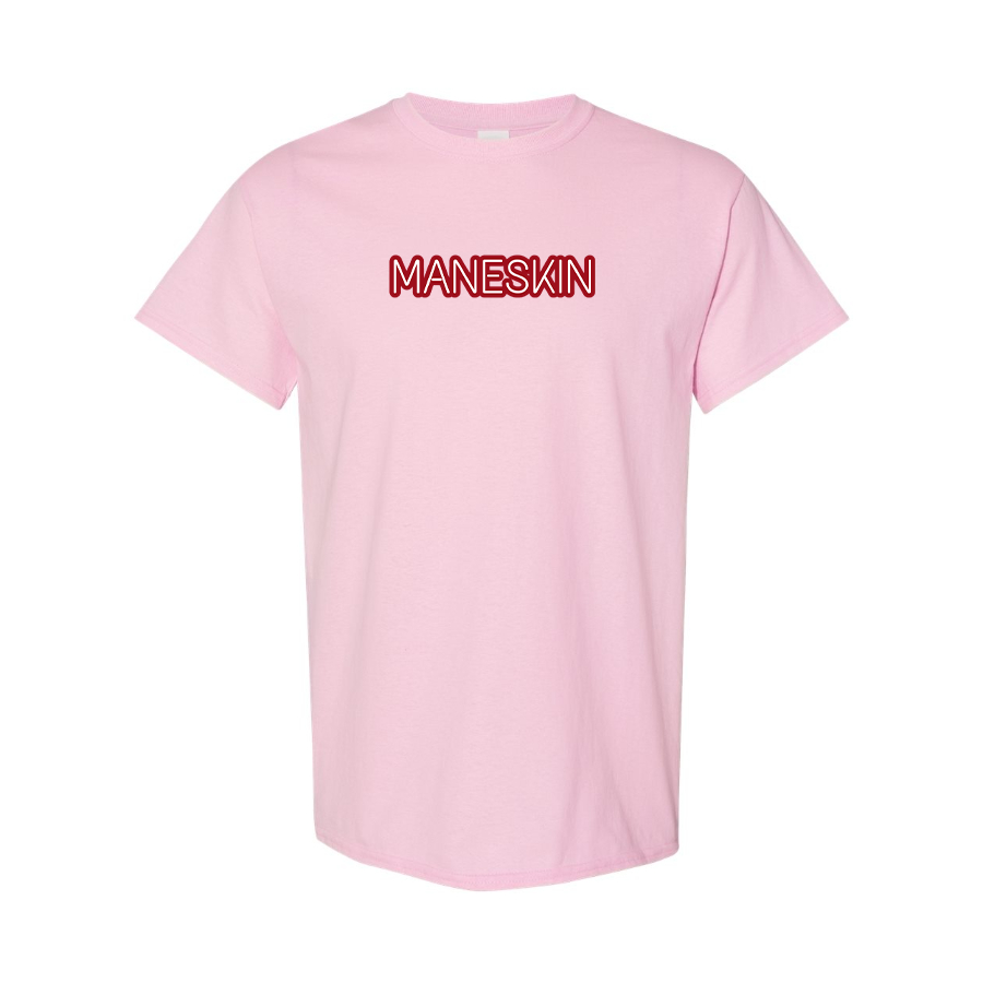 Men's Maneskin Red Neon Letter Logo Cotton T-Shirt