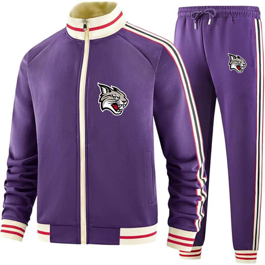 Men's Davidson Wildcats Two Piece Designer Tracksuit with Bold Striped Accents and Zippered Front Elevated Athletic