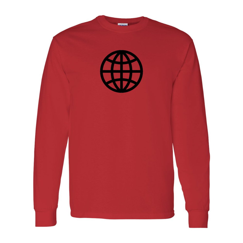 Men's Internet Globe Gildan Heavy Cotton Long Sleeve T-Shirt