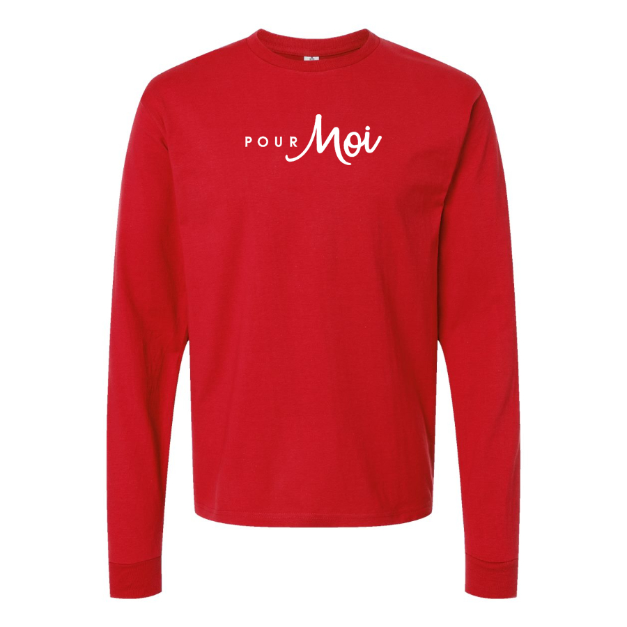 Men's Pour Moi Logo Cotton Long Sleeve T-Shirt