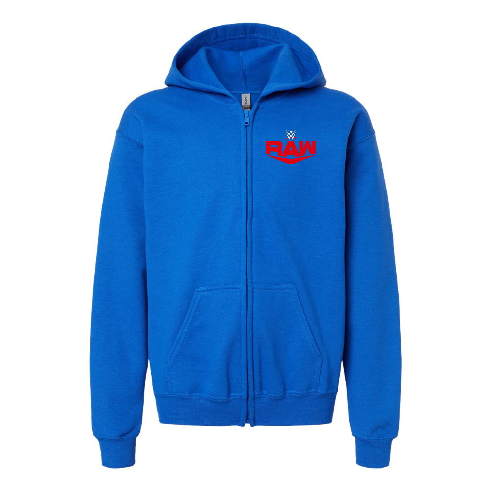 Youth WWE Raw Gildan Heavy Blend Full Zip Hooded Sweatshirt