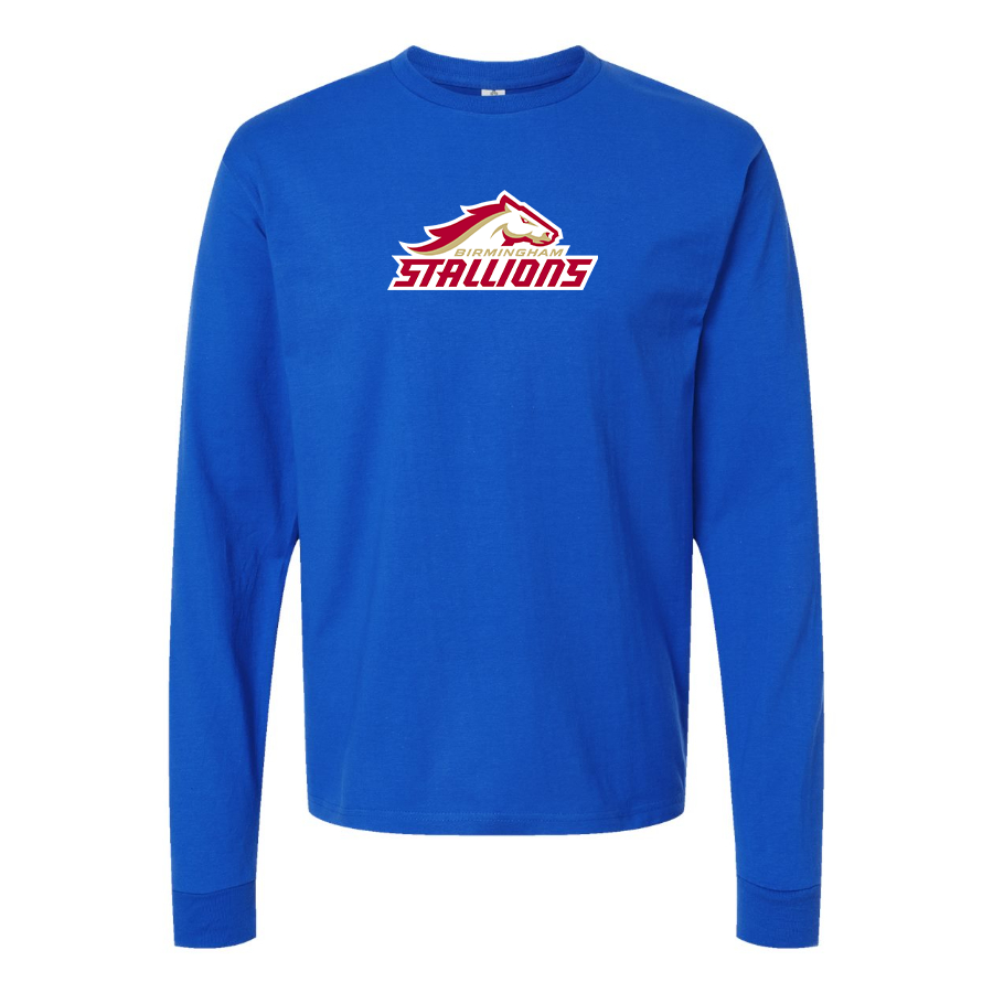 Men's Birmingham Stallions Logo Cotton Long Sleeve T-Shirt