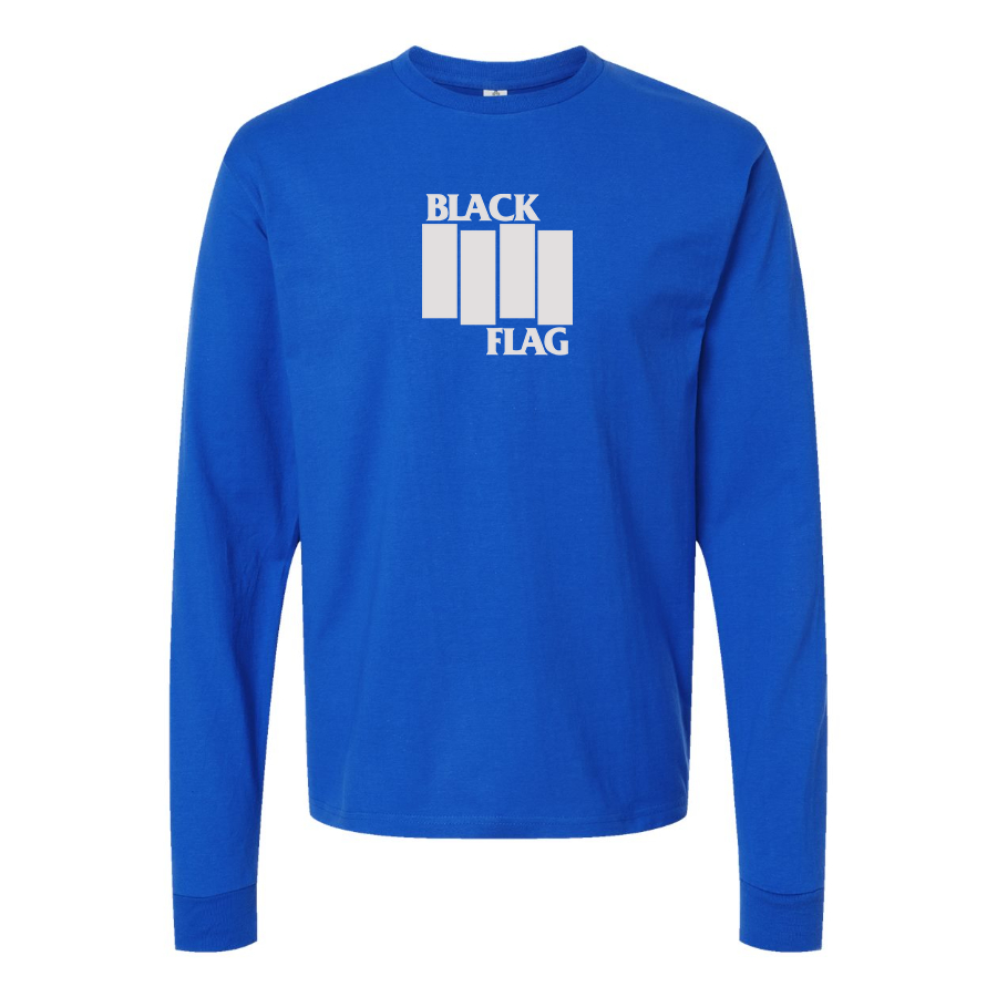 Men's Black Flag Logo Cotton Long Sleeve T-Shirt