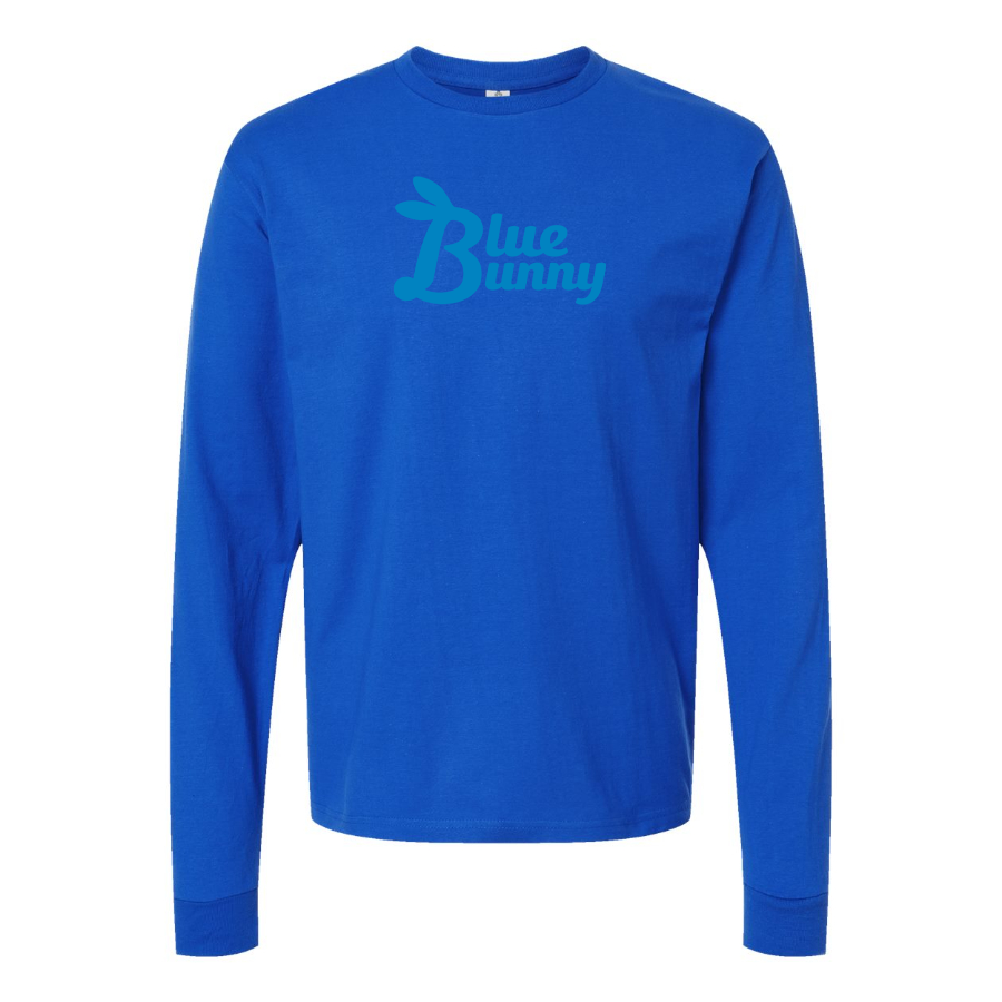 Men's Blue Bunny Logo Cotton Long Sleeve T-Shirt
