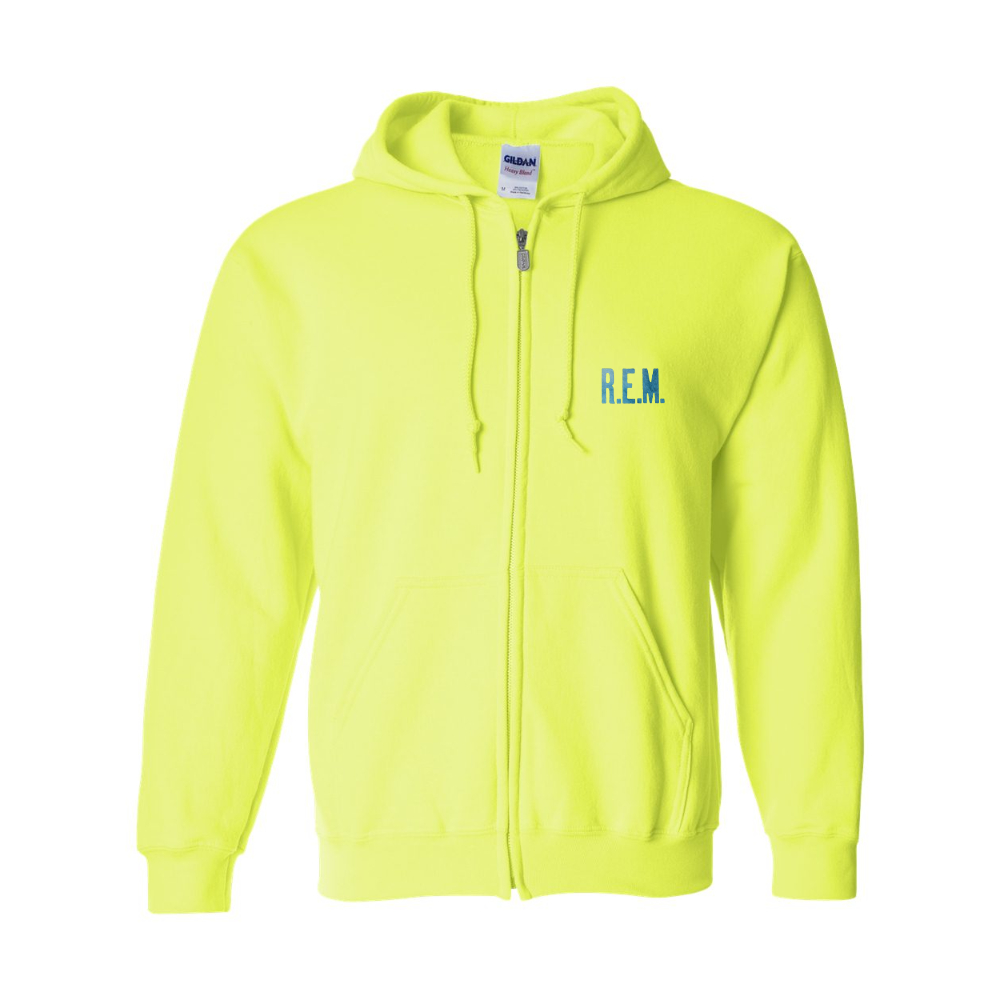 Men's R.E.M. Blue Gildan Heavy Blend Full Zip Hooded Sweatshirt