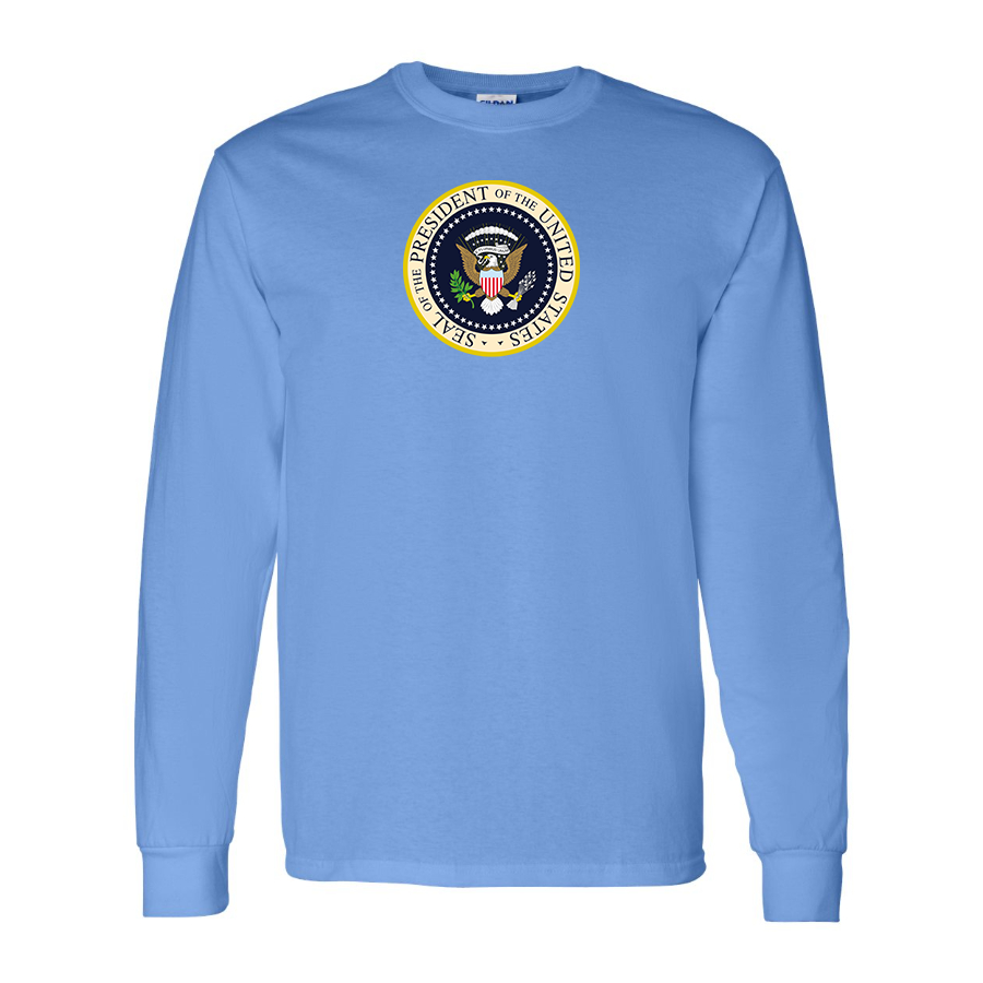 Men's USA President Seal Logo Cotton Long Sleeve T-Shirt