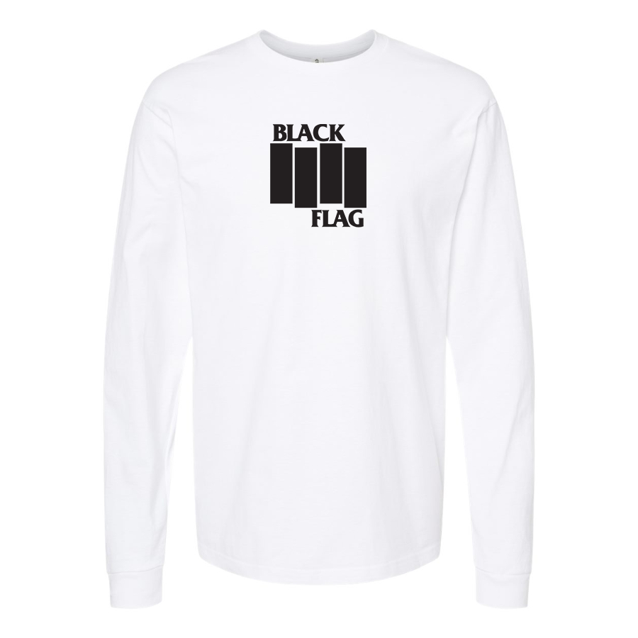 Men's Black Flag Logo Cotton Long Sleeve T-Shirt