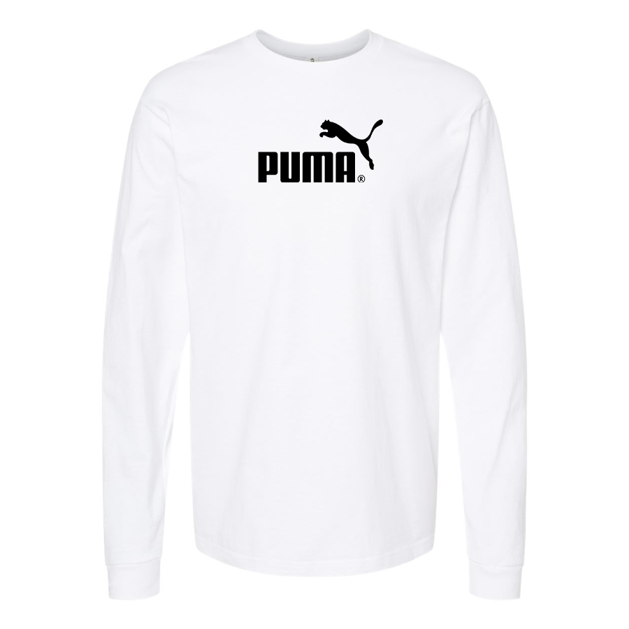 Men's Puma Logo Cotton Long Sleeve T-Shirt