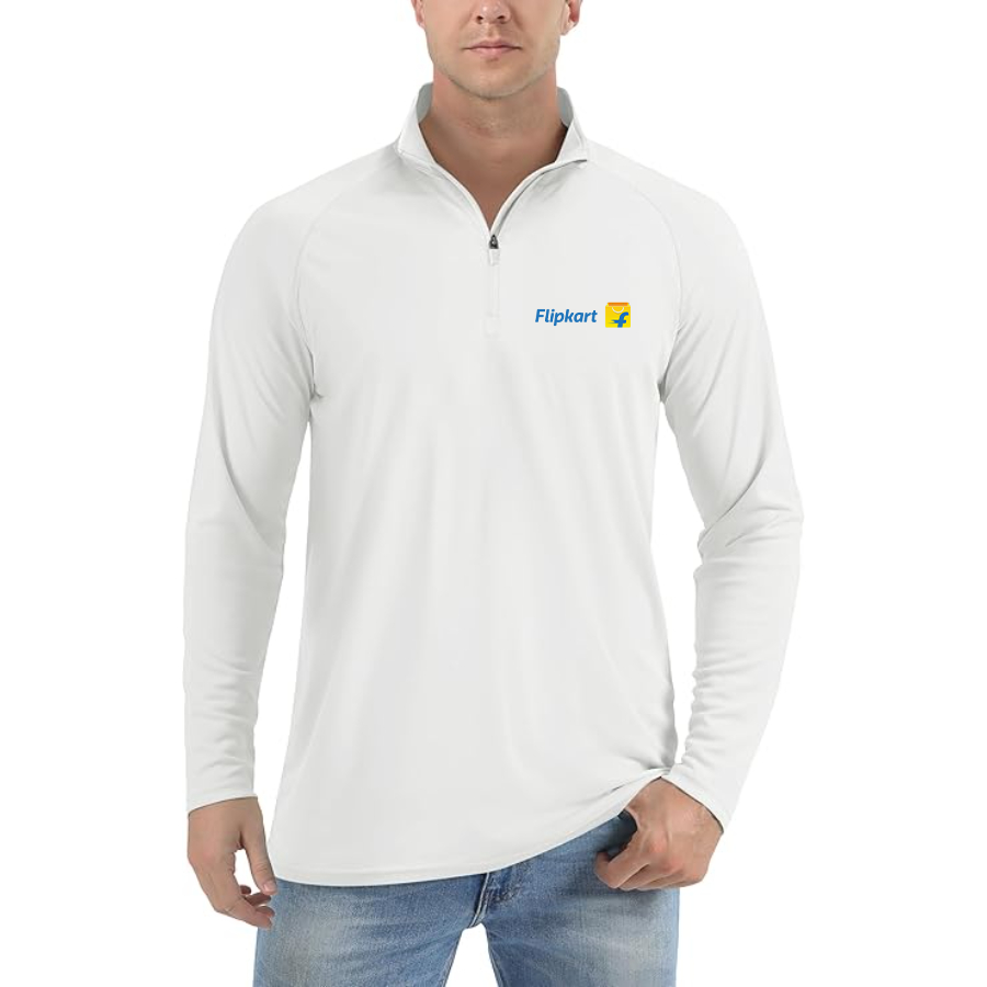 Men's Flipkart Lightweight Quarter-Zip Athletic Shirt Long Sleeve Performance Wear