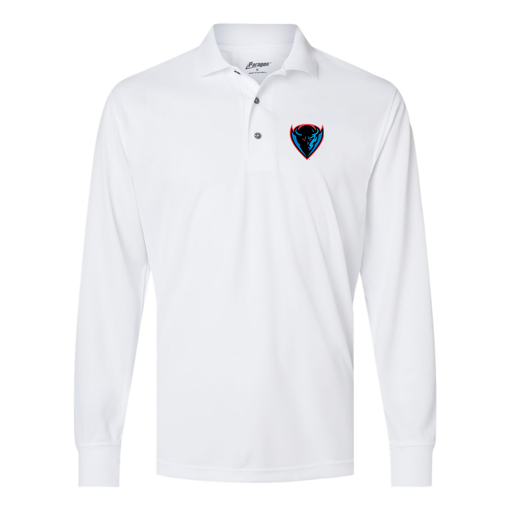 Men's DePaul Blue Demons Paragon Prescott Long Sleeve Polo