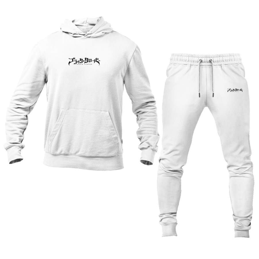 Men's Black Clover Logo Hoodie Joggers Set