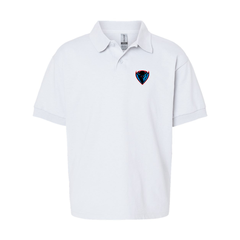 Youth DePaul Blue Demons Gildan Dry Blend Jersey Polo