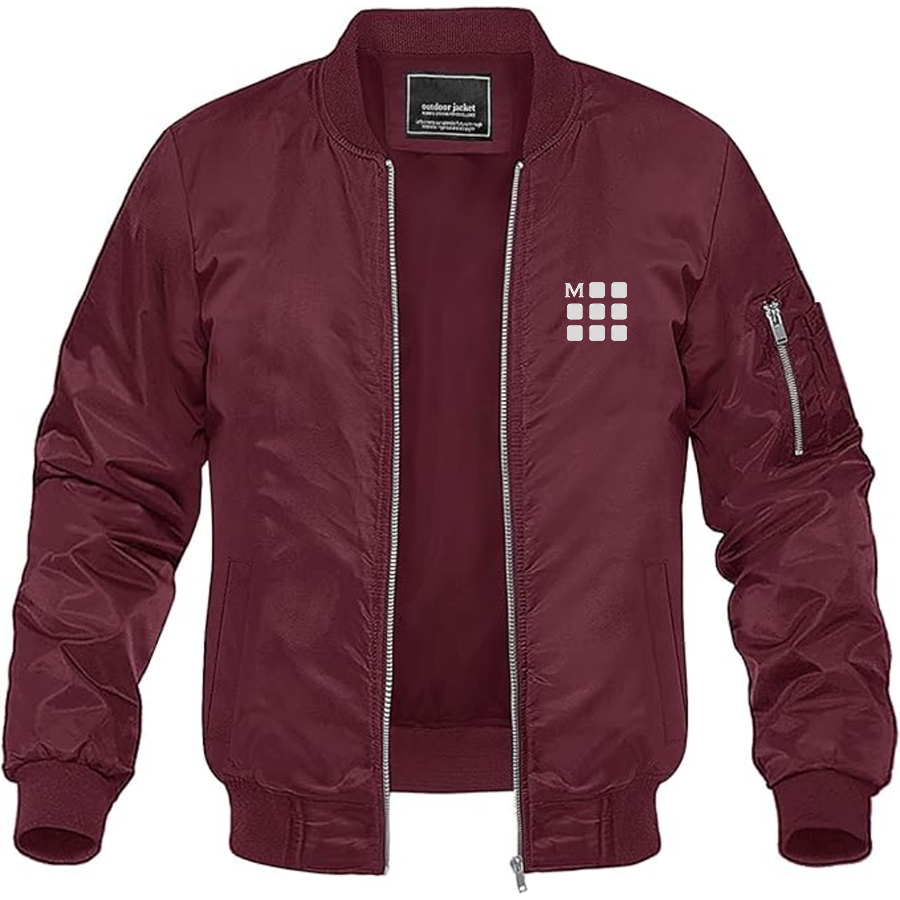 Men's Moleskine Icon Logo Lightweight Bomber Jacket Windbreaker Softshell Varsity Jacket Coat