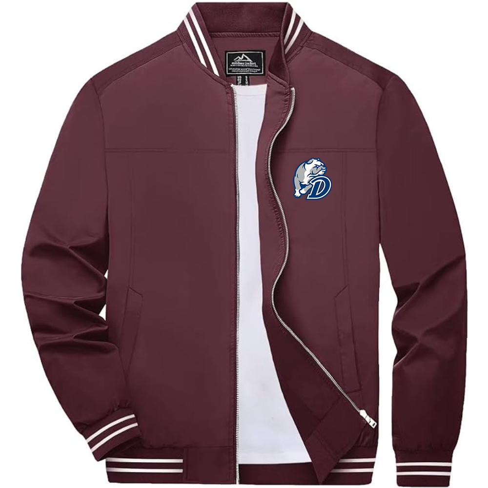 Men's Drake Bulldogs Lightweight Zip-Up Bomber Jacket with Ribbed Collar and Cuffs Versatile Casual Outerwear