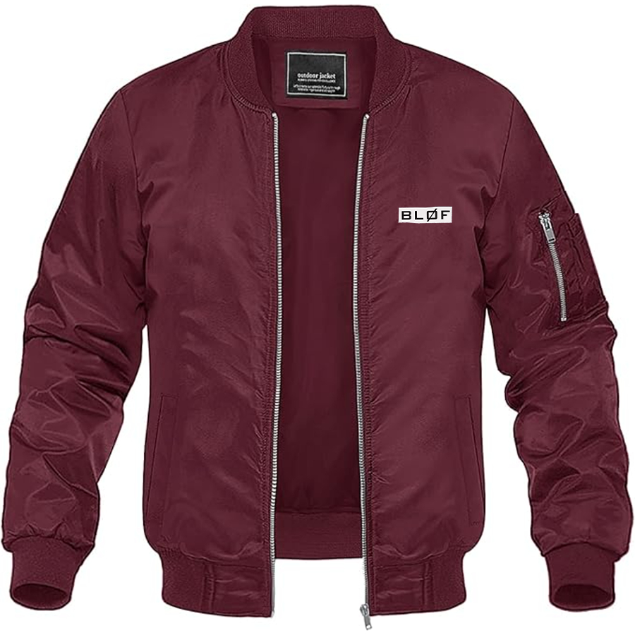 Men's BLØF Logo Lightweight Bomber Jacket Windbreaker Softshell Varsity Jacket Coat