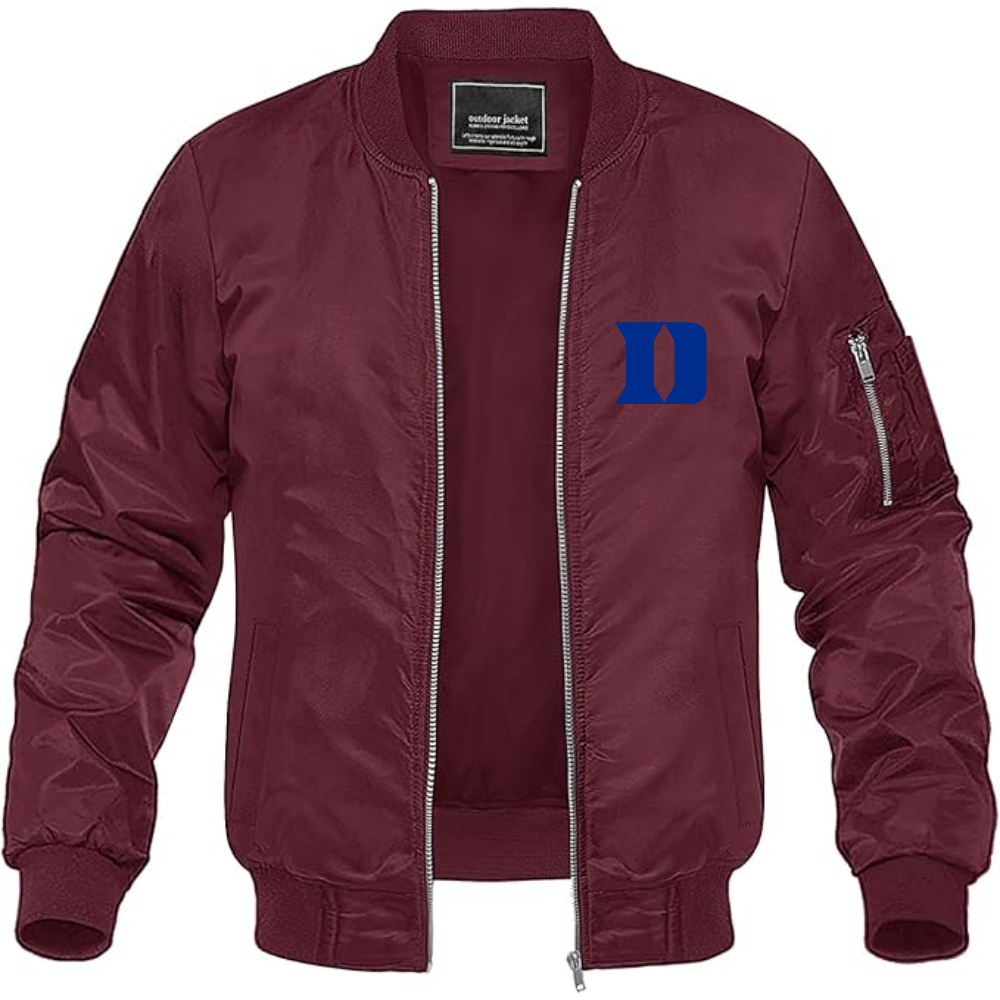 Men's Duke Blue Devils Lightweight Bomber Jacket Windbreaker Softshell Varsity Jacket Coat