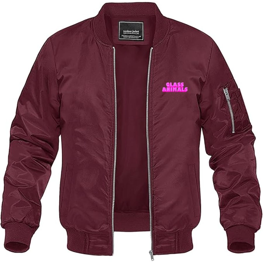 Men's Glass Animals Logo Lightweight Bomber Jacket Windbreaker Softshell Varsity Jacket Coat