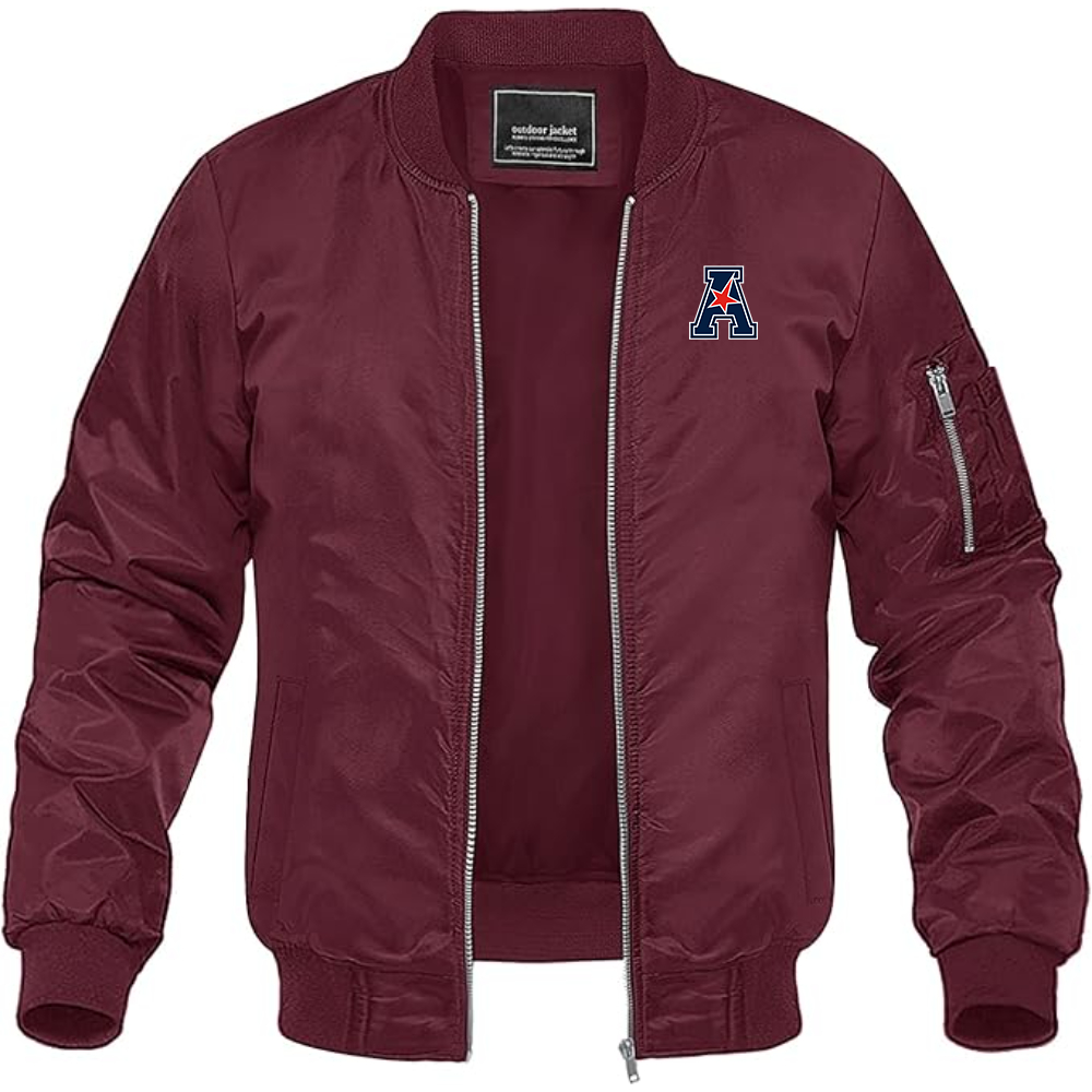 Men's American Athletic Conference Lightweight Bomber Jacket Windbreaker Softshell Varsity Jacket Coat