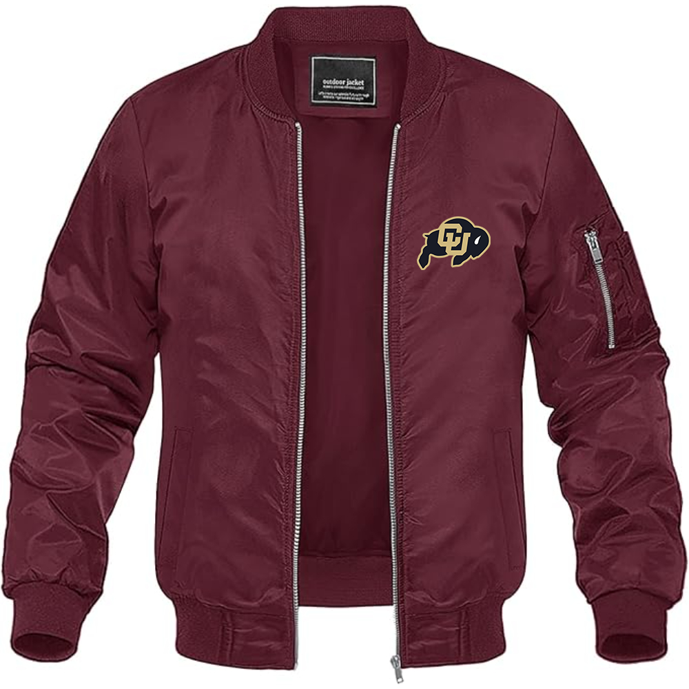 Men's Colorado Buffaloes Lightweight Bomber Jacket Windbreaker Softshell Varsity Jacket Coat