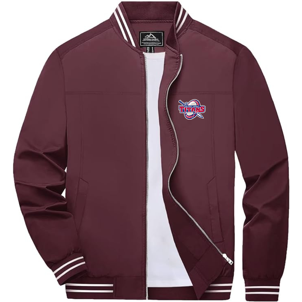 Men's Detroit Titans Lightweight Zip-Up Bomber Jacket with Ribbed Collar and Cuffs Versatile Casual Outerwear