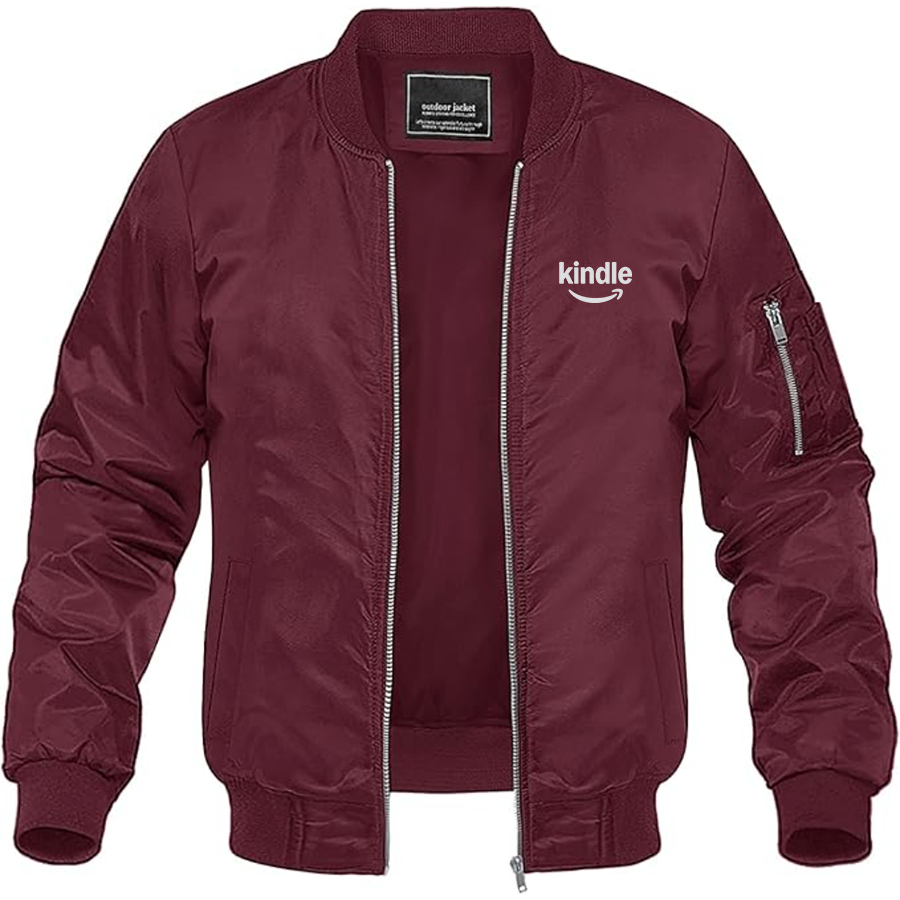 Men's Amazon Kindle Logo Lightweight Bomber Jacket Windbreaker Softshell Varsity Jacket Coat