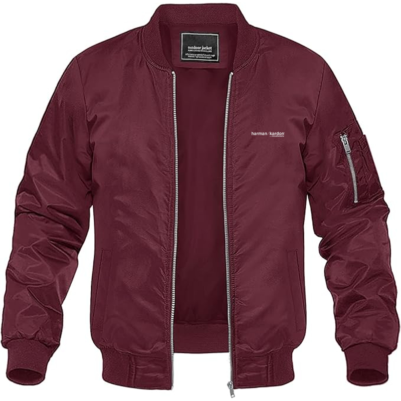 Men's Harman-Kardon Logo Lightweight Bomber Jacket Windbreaker Softshell Varsity Jacket Coat