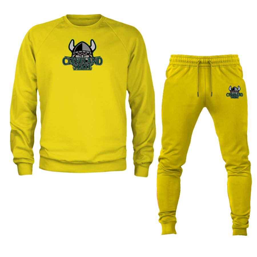 Men's Cleveland State Vikings Crewneck Sweatshirt Joggers Suit