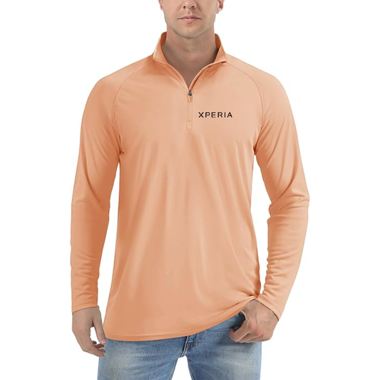 Men's Xperia Logo  Lightweight Quarter-Zip Athletic Shirt Long Sleeve Performance Wear