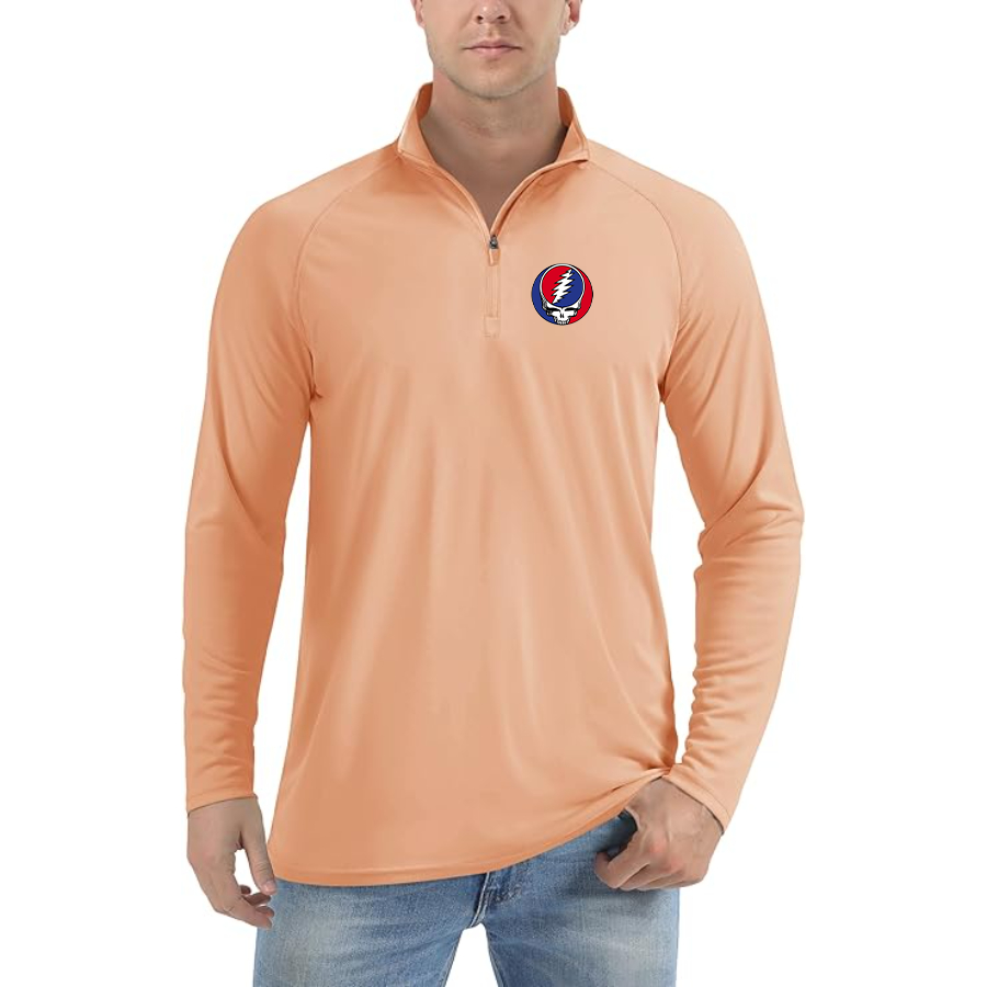 Men's Gratefu Dead Logo Lightweight Quarter-Zip Athletic Shirt Long Sleeve Performance Wear