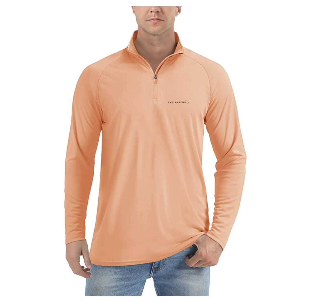 Men's Banana Republic Lightweight Quarter-Zip Athletic Shirt Long Sleeve Performance Wear