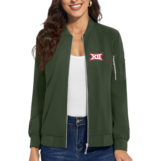 Women's Big 12 Conference  Premium Bomber Jacket with Polished Detailing and Functional Sleeve Pocket Modern Luxury Outerwear