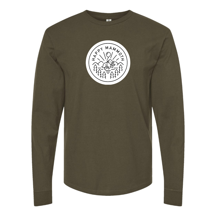 Men's Happy Mammoth Logo Cotton Long Sleeve T-Shirt