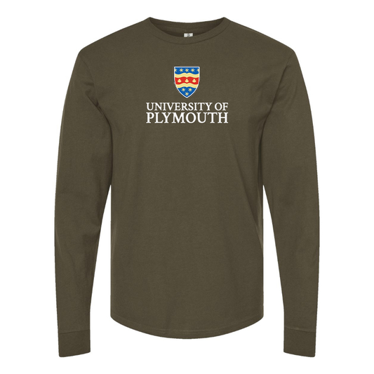 Men's University of Plymouth Logo  Cotton Long Sleeve T-Shirt
