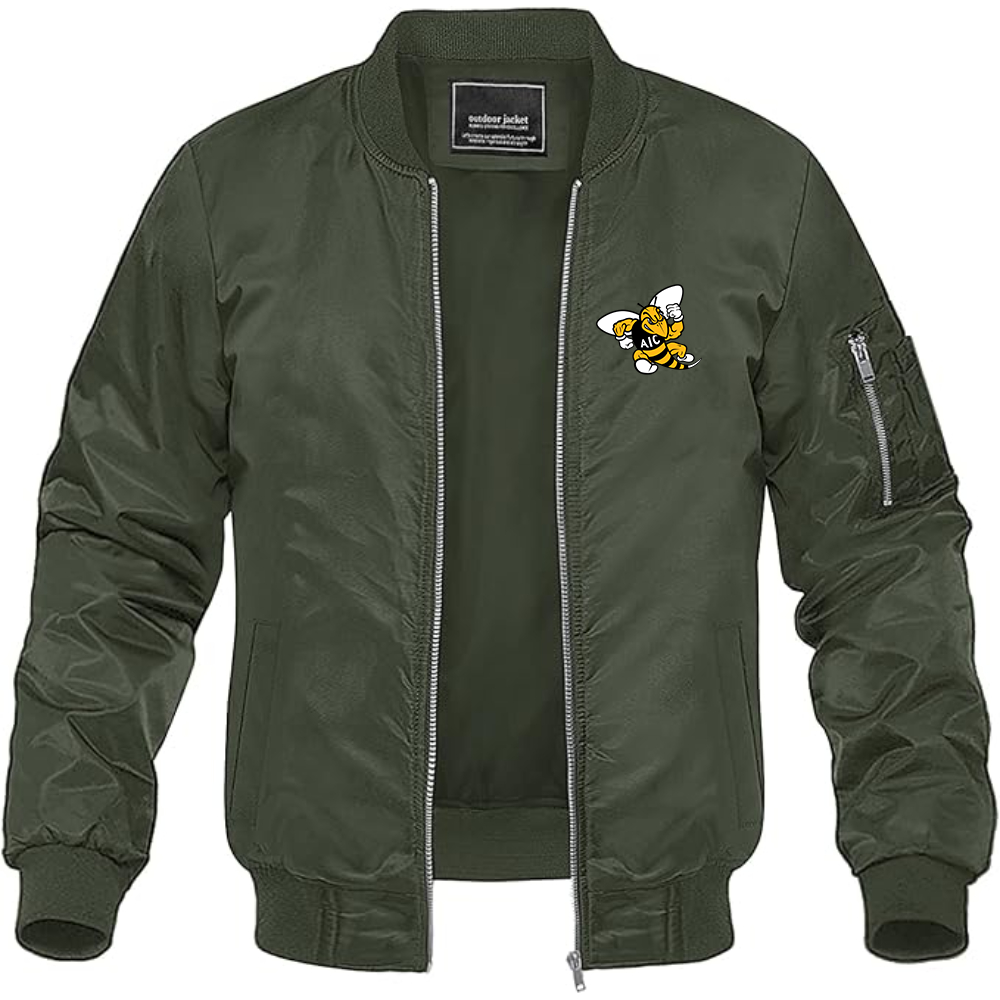 Men's AIC Yellow Jackets  Lightweight Bomber Jacket Windbreaker Softshell Varsity Jacket Coat