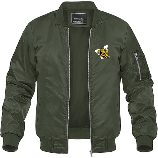 Men's AIC Yellow Jackets  Lightweight Bomber Jacket Windbreaker Softshell Varsity Jacket Coat