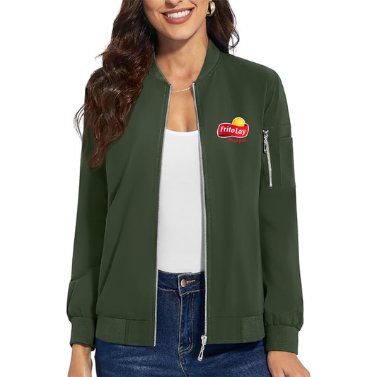 Women's Frito Lay Premium Bomber Jacket with Polished Detailing and Functional Sleeve Pocket Modern Luxury Outerwear