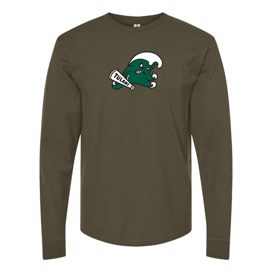 Men's Tulane Green Wave Logo  Cotton Long Sleeve T-Shirt
