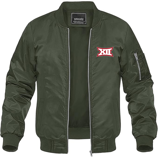 Men's  Big 12 Conference Lightweight Bomber Jacket Windbreaker Softshell Varsity Jacket Coat