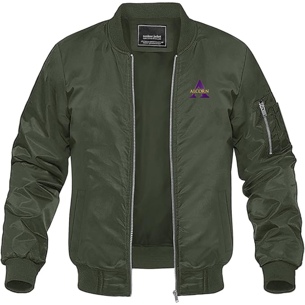 Men's Alcorn State Braves   Lightweight Bomber Jacket Windbreaker Softshell Varsity Jacket Coat