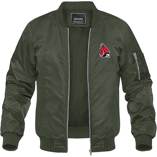Men's  Ball State Cardinals Lightweight Bomber Jacket Windbreaker Softshell Varsity Jacket Coat
