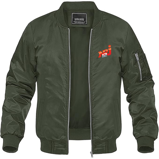 Men's NRJ 12 Logo  Lightweight Bomber Jacket Windbreaker Softshell Varsity Jacket Coat