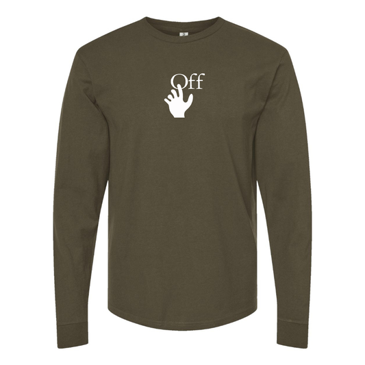 Men's  Off-White Hand Logo Cotton Long Sleeve T-Shirt